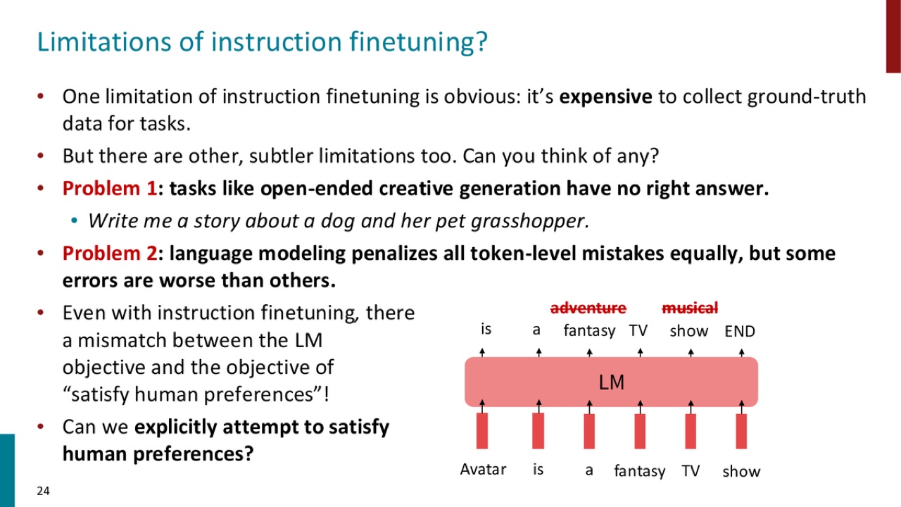Instruction finetuning limitations