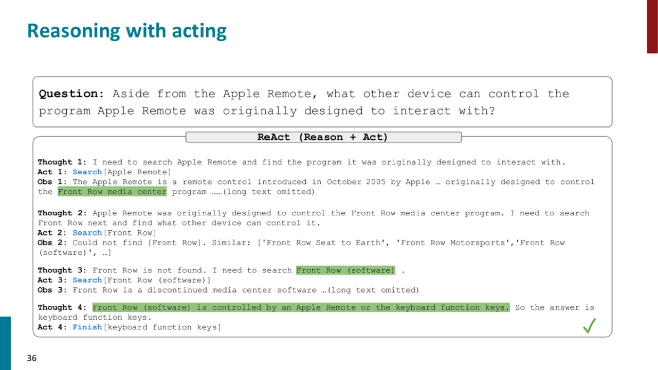 ReAct reasoning with acting