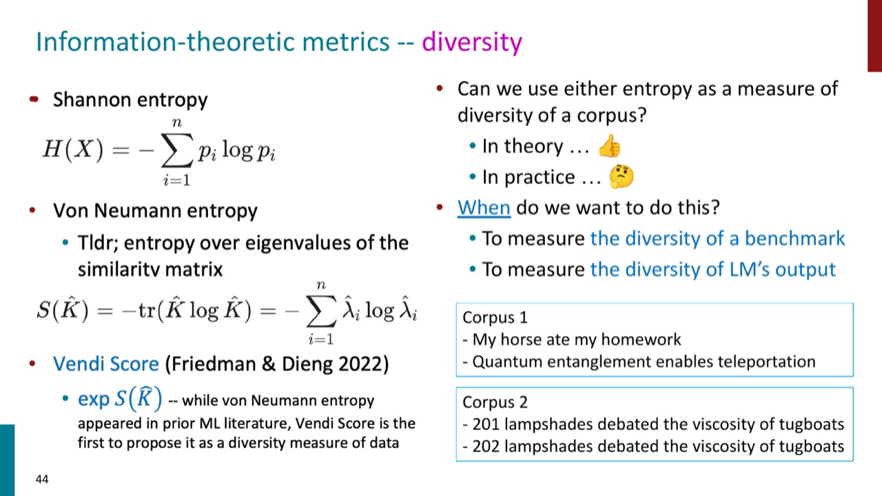 Vendi Score for diversity