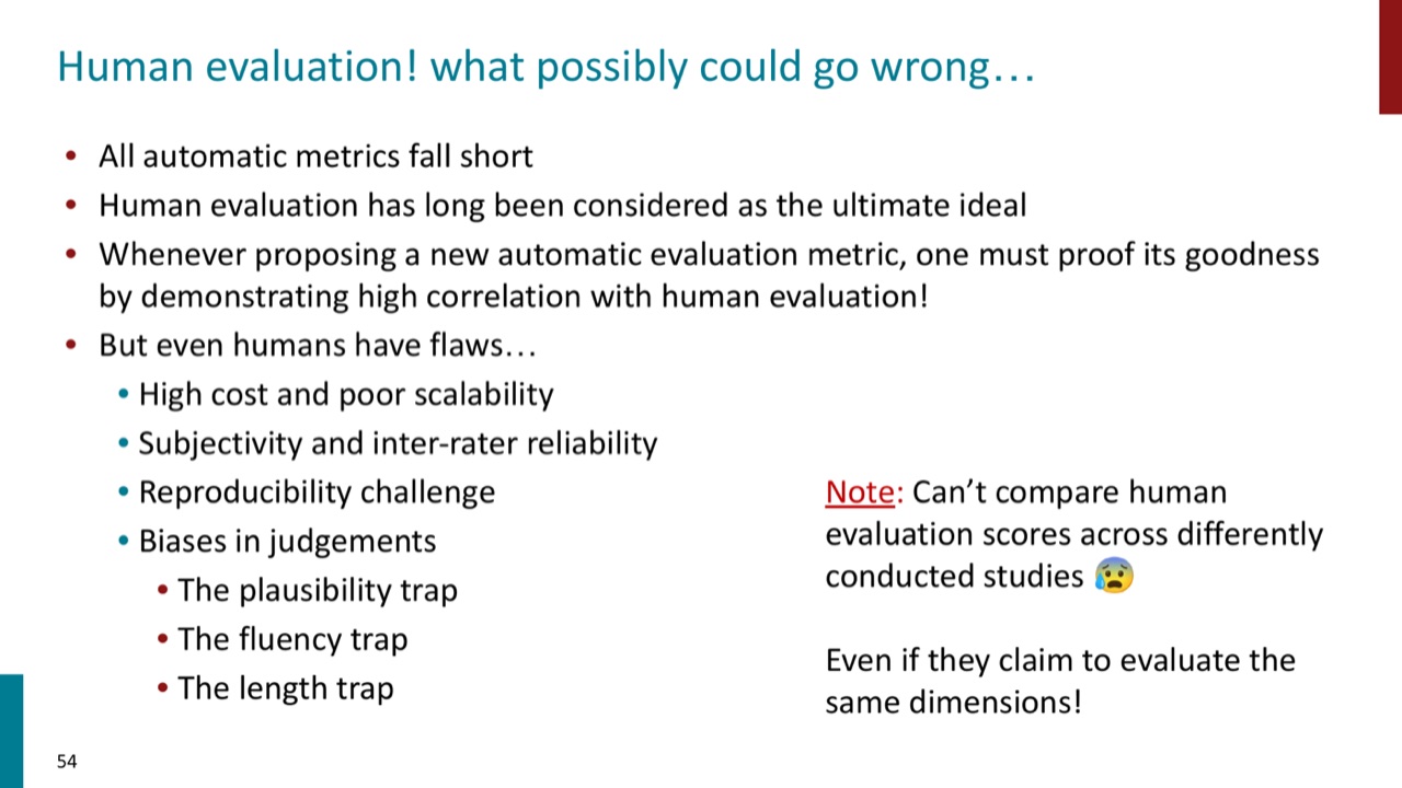 Human evaluation pitfalls