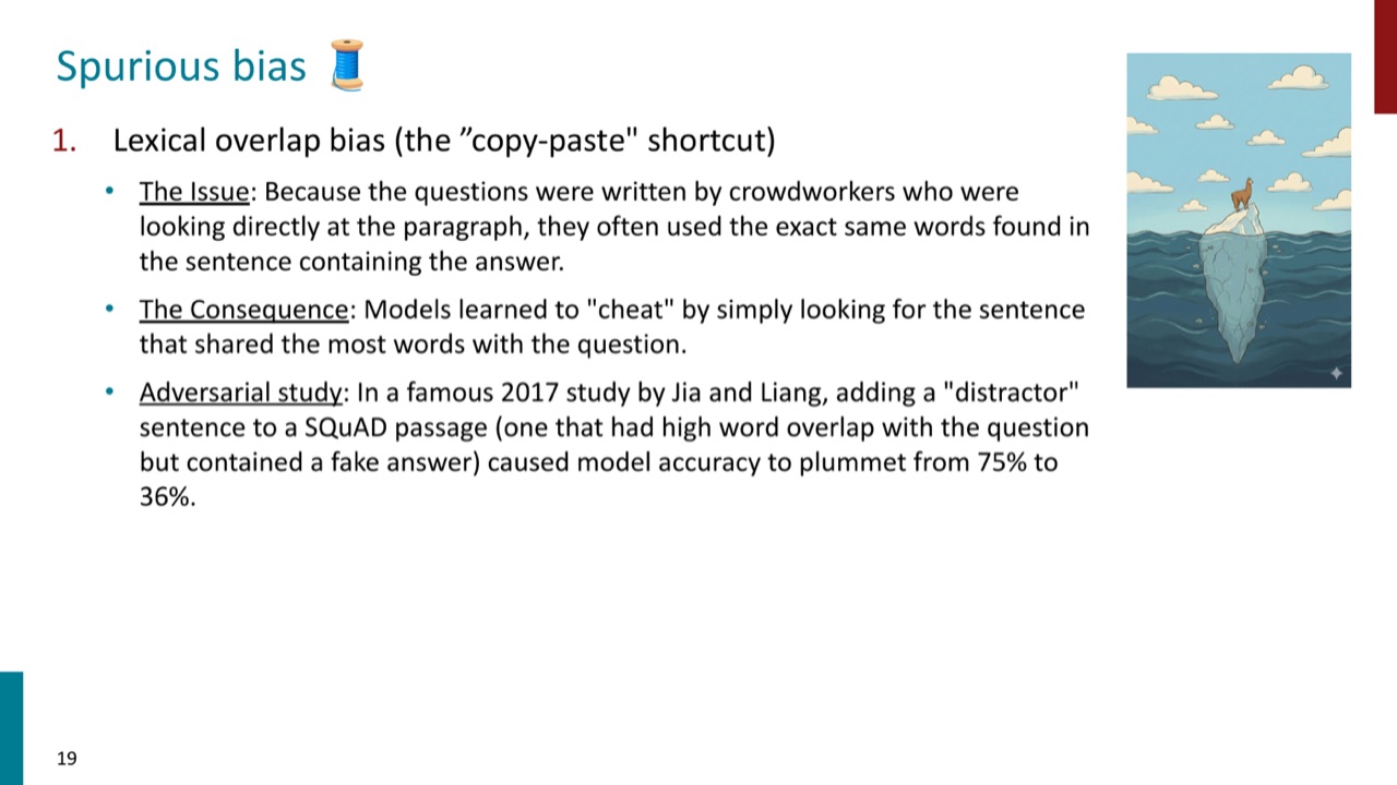 Lexical overlap bias in reading comprehension