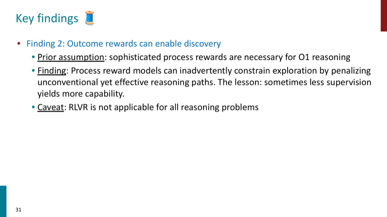 Outcome rewards enable discovery