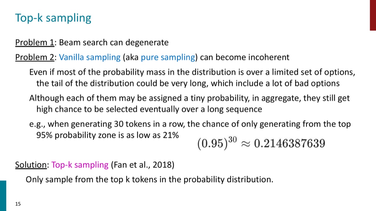 Top-k sampling
