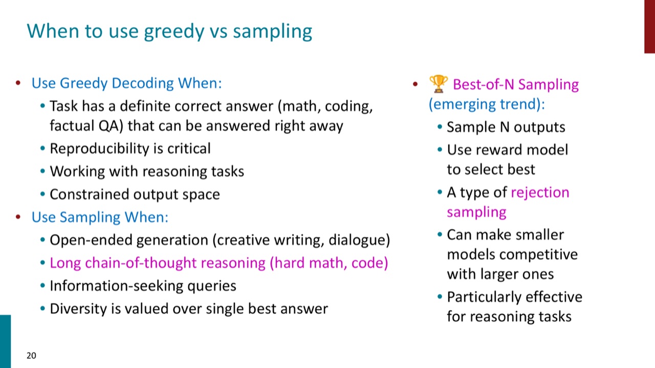 When to use greedy vs sampling