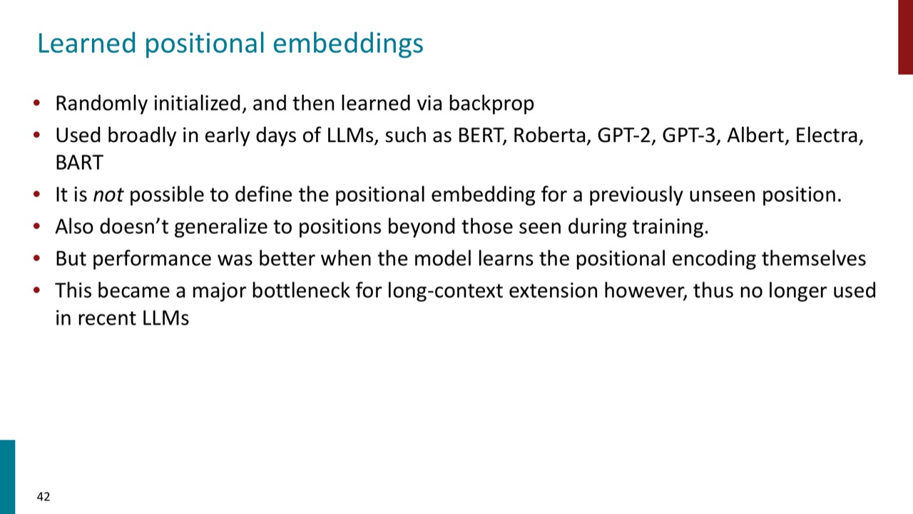 Learned positional embeddings