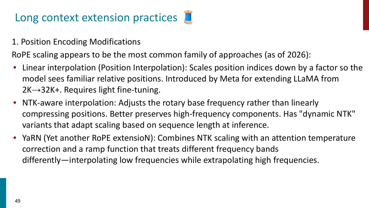 RoPE scaling methods