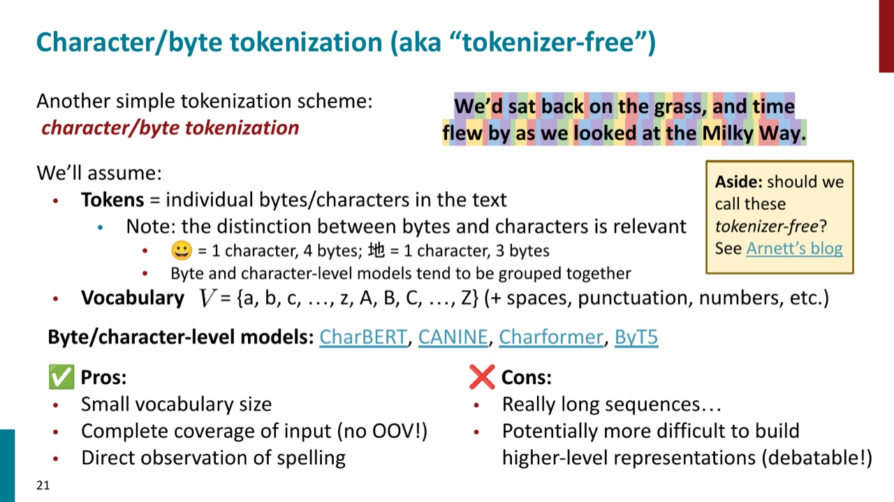 character 与 byte tokenization 的例子