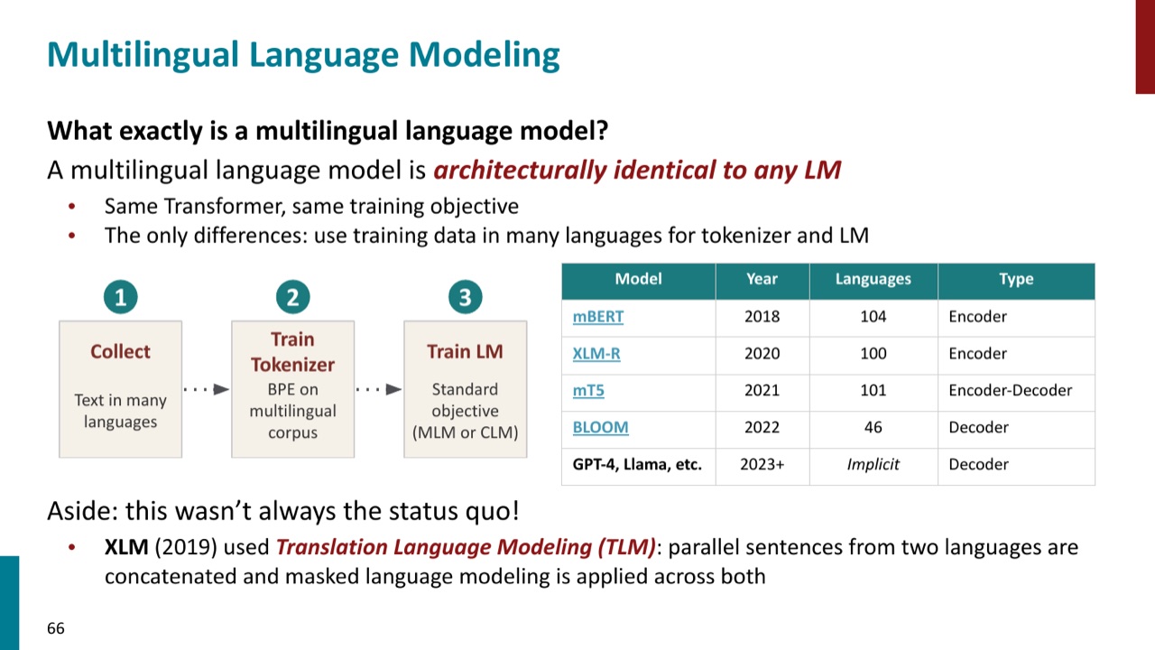 multilingual language model 的基本设定