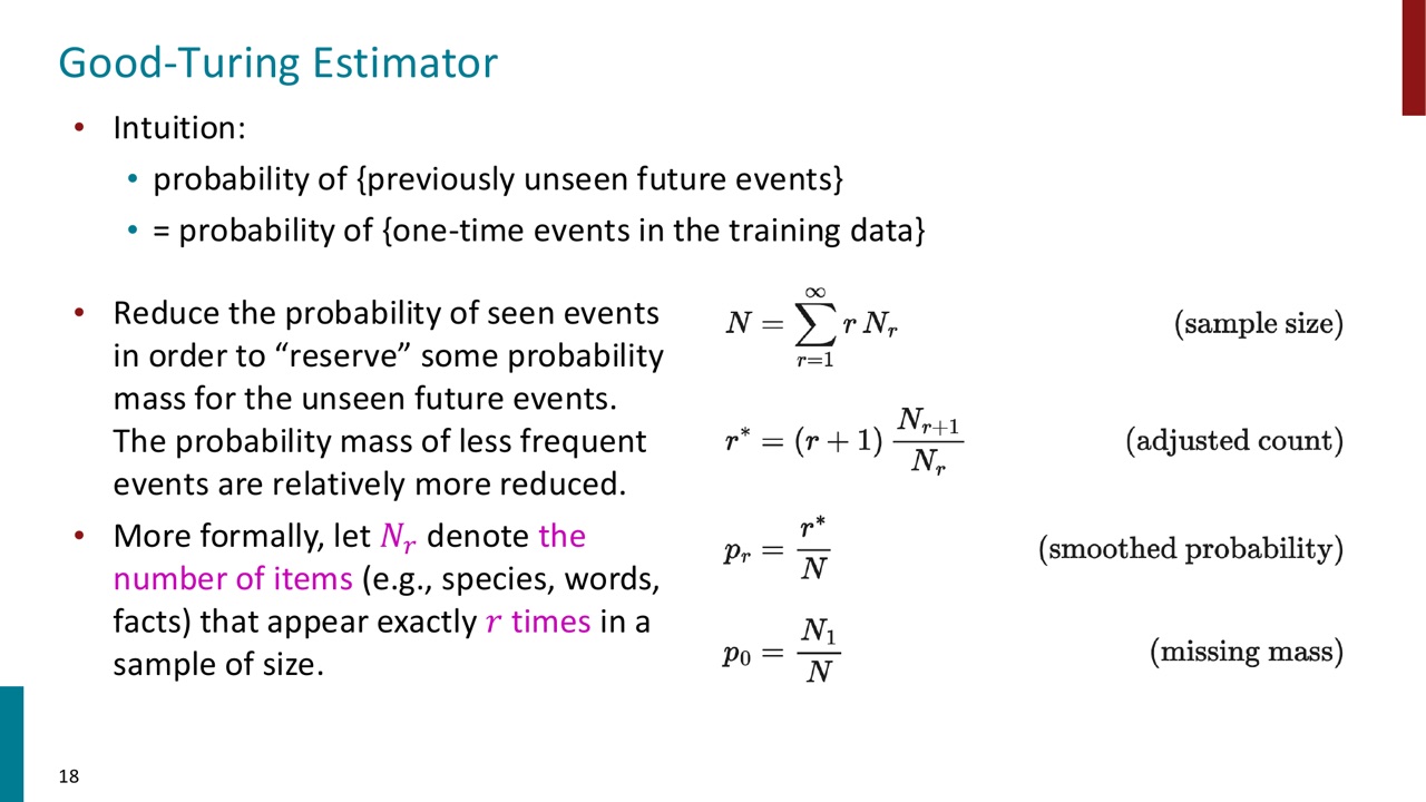 Good-Turing estimator 的直觉与公式